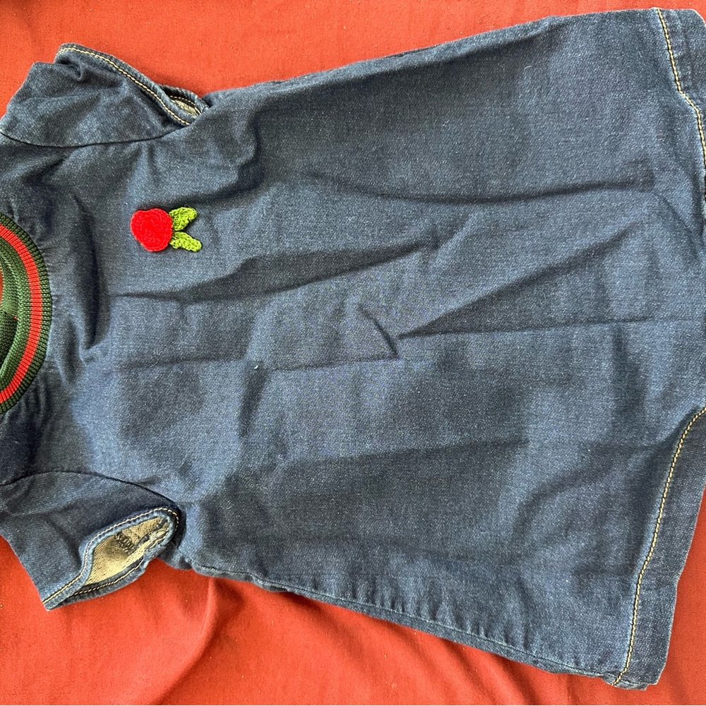 Gucci Denim Dress with Red and Green Accents